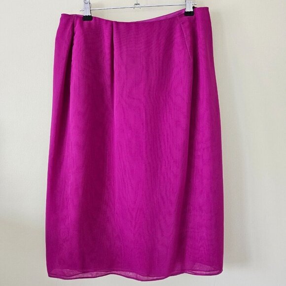 L. Magnin Skirt Womens 10 Fuchsia Wrap VTG Farinae Collection Midi Lined Boho - Picture 2 of 15